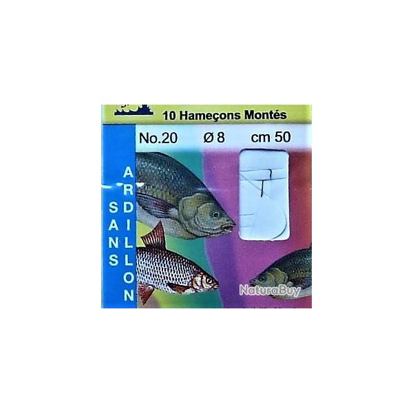 10 Hame�ons  mont�s main "bleu sans ardillon" - n� 20 - fil � 8/100 mm