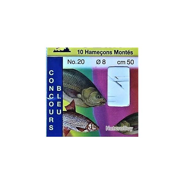 10 Hame�ons mont�s main "bleu concours" - n� 20 - fil � 8/100 mm - longueur 40 � 50 cm.