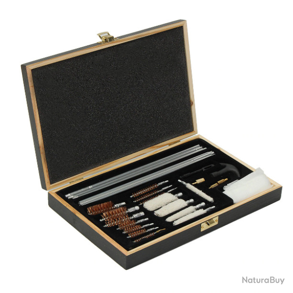 Coffret en bois , set de nettoyage de 25 pi�ces.