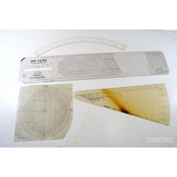 Ensemble de planches de tir / calcul pour l'Artillerie. France annes 1950-60 Indochine / Algrie