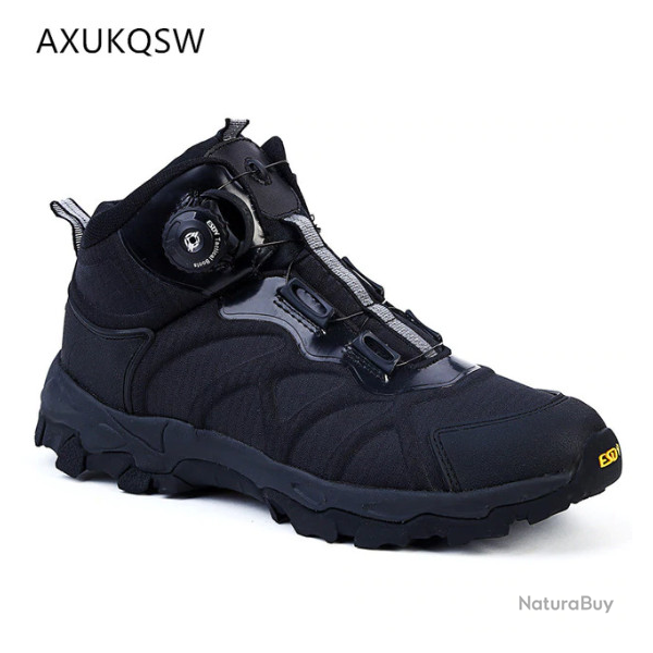 Chaussures montantes, fermetures style boa, noires, taille de 39 � 45.