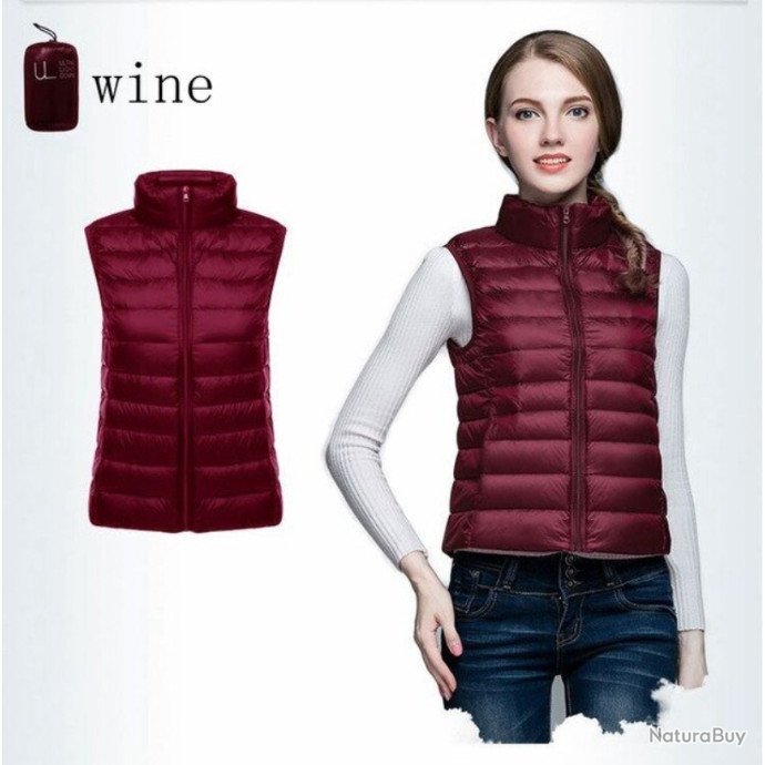 Gilet Sans Manches Femme Grande Taille Hiver - Doudoune Légère Zippée Avec Capuche Et Poches - Veste Outdoor Chaude