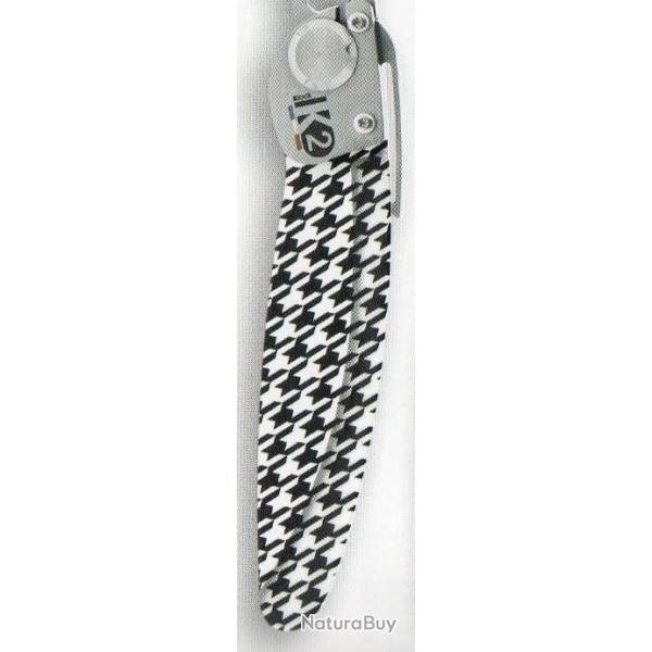 K2 17M d�cor PIED DE POULE couteau grav� � VOS INITIALES