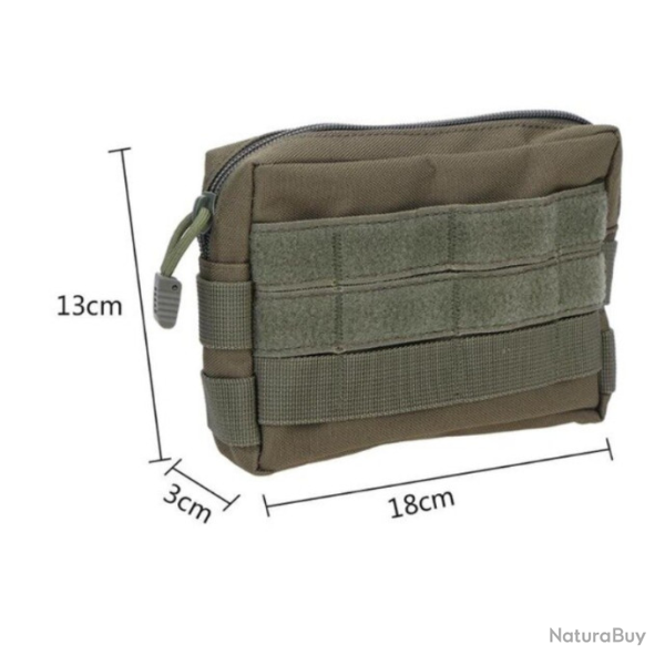 Sacoche toile nylon, fermeture �clair , kaki.