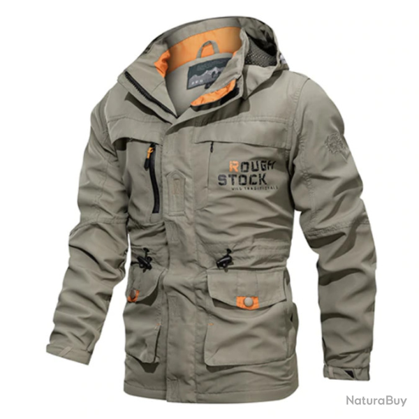 Veste homme  coupe-vent, parka, kaki clair, taille M � 3XL.