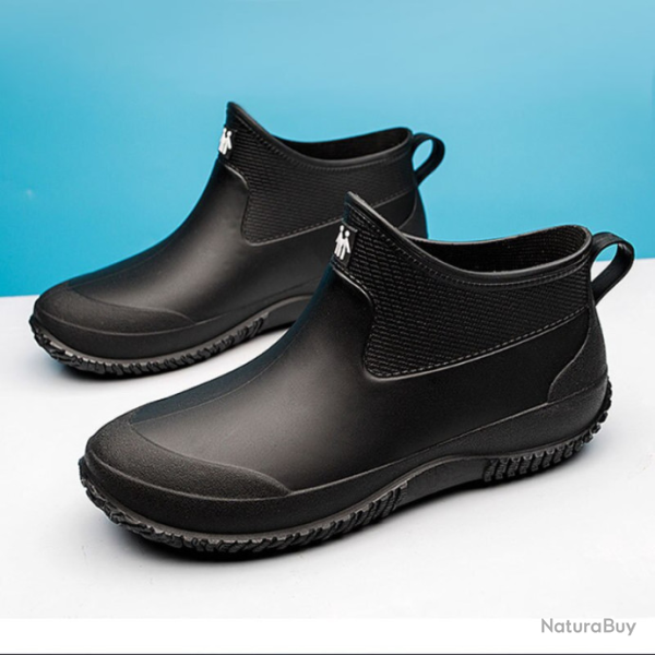 Bottes pluie basses mixte du 35 au 44, noires.