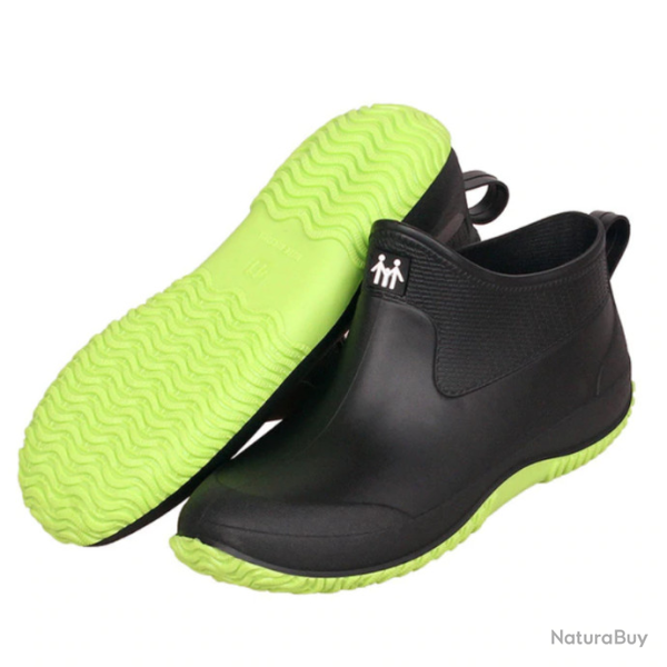 Bottes pluie basses, mixte, du 35 au 44, noires et jaune.