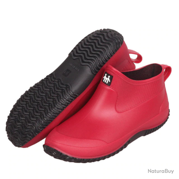 Bottes basses, mixte, tailles du 35 au 44, rouge et noir.