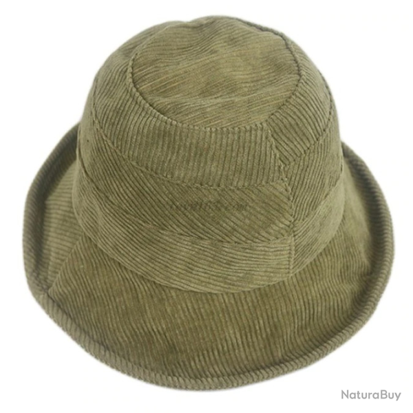 Chapeau femme, velour cotel�, kaki, taille unique.
