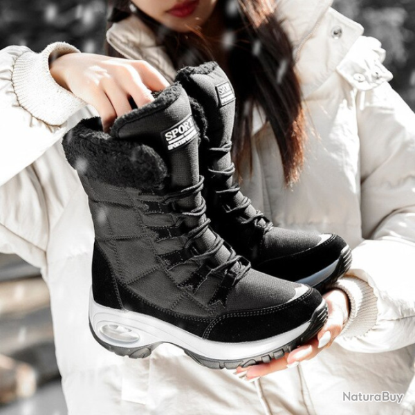 Bottes de neige femmes, noires, tailles du 36 au 40.