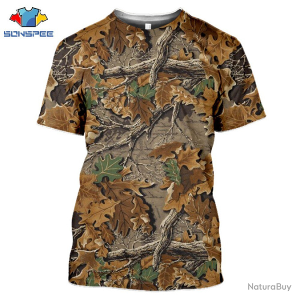 Tee-shirt mixte, camo feuilles , tailles de S  5XL.