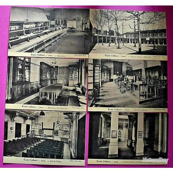 Lot De 6 Cartes Postales Anciennes - Ecole Colbert - Paris