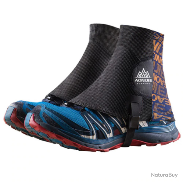 Gu�tres de protection, trail ou randonn�e taille 36/43, noir et orange.