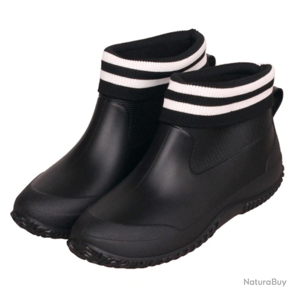 Bottes pluie basses mixte avec chaussons, du 35 au 44, noires.