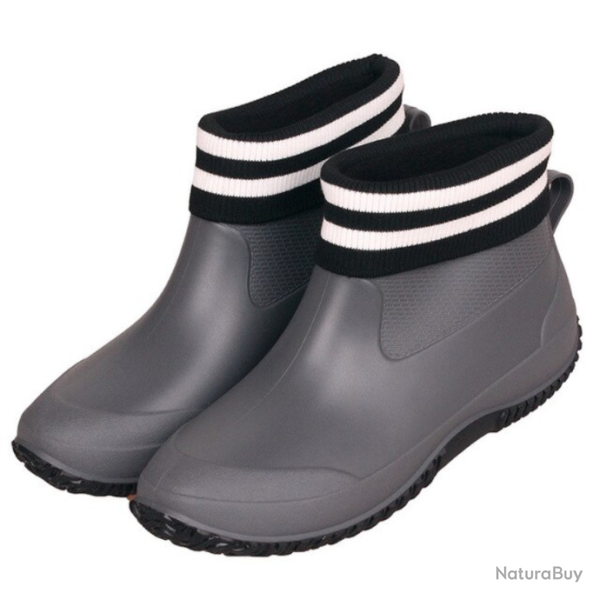 Bottes pluie basses avec chaussons, du 35 au 44, grises.
