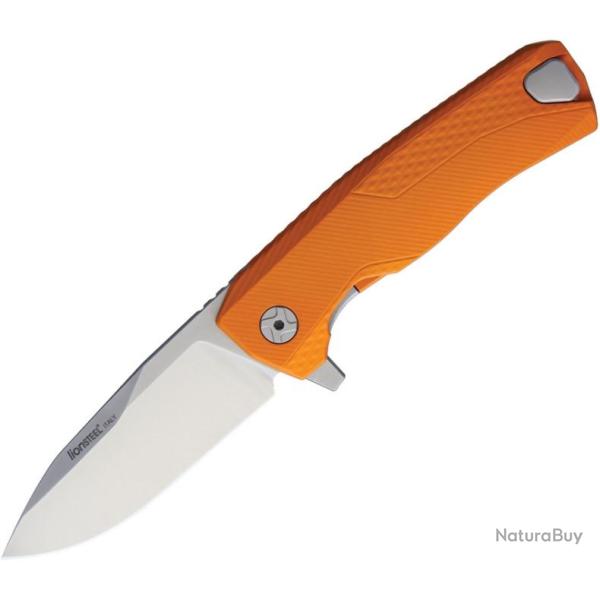Couteau LionSteel ROK Orange Lame Acier M390 Manche Aluminium S�curit� Rotoblock Clip LSTROKAOS