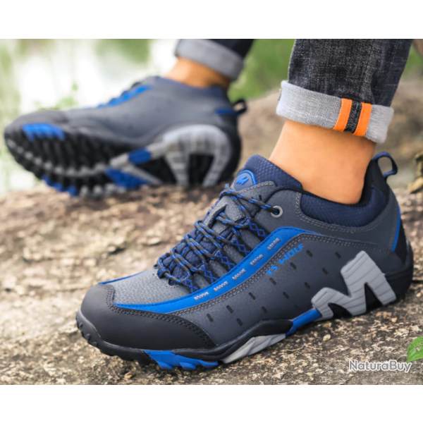 Chaussures basses homme , randonn�es ou trekking, gris/ bleu, tailles 40 � 45.