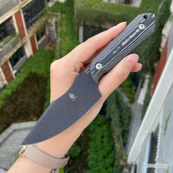 Couteau Kizer Harpoon Lame Acier Carbone 1095 Manche Micarta Etui Kydex KI1040