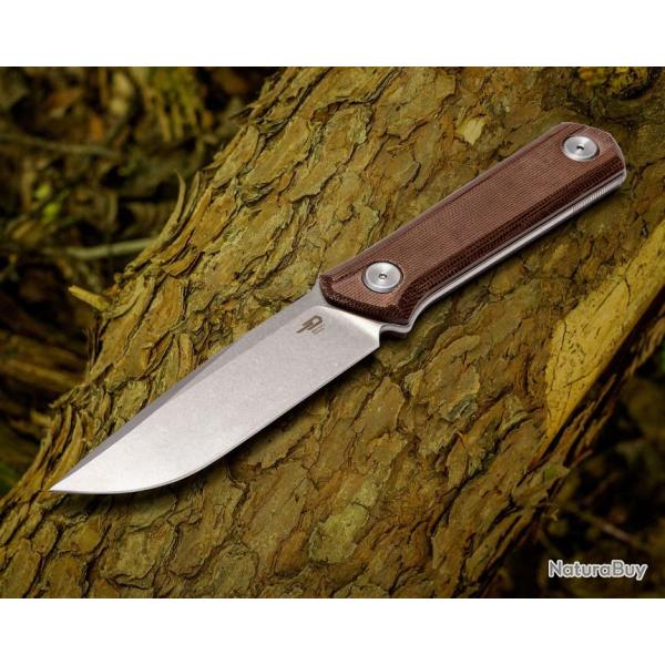 Couteau Bestech Hedron Brown Lame Acier D2 Manche Micarta Etui Kydex BTKF02D