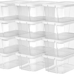 Lot de 12 bo&icirc;tes &agrave; chaussures avec couvercle bo&icirc;te de rangement pour chaussures outils de couture p