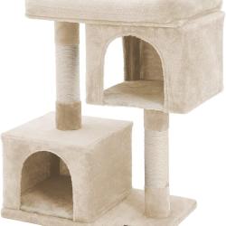 Arbre &agrave; chat colonne en sisal pour aiguiser les griffes 2 niches luxueuses maison de jeu meubles po