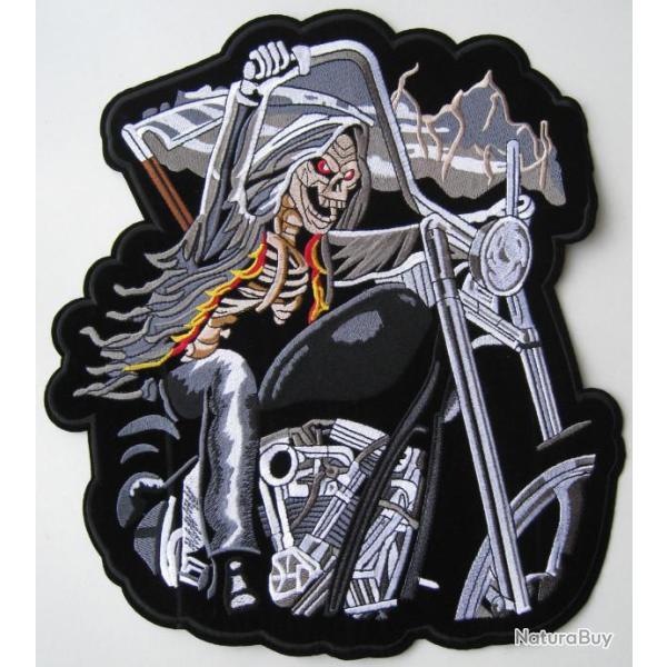 PATCH-ECUSSON/DOSSARD GRAND MODELE - SKULL/BIKER - Ref.D35