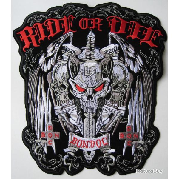PATCH-ECUSSON/DOSSARD GRAND MODELE - SKULL / BIKER - Ref.D32