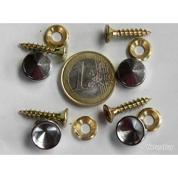 4 vis et cache vis chrom� diametre 12 mm