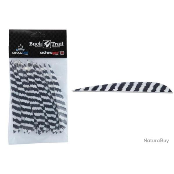 PLUME NATURELLE PARABOLIQUE 5" - RW DROITE - BLANC TIGRE (par 6)