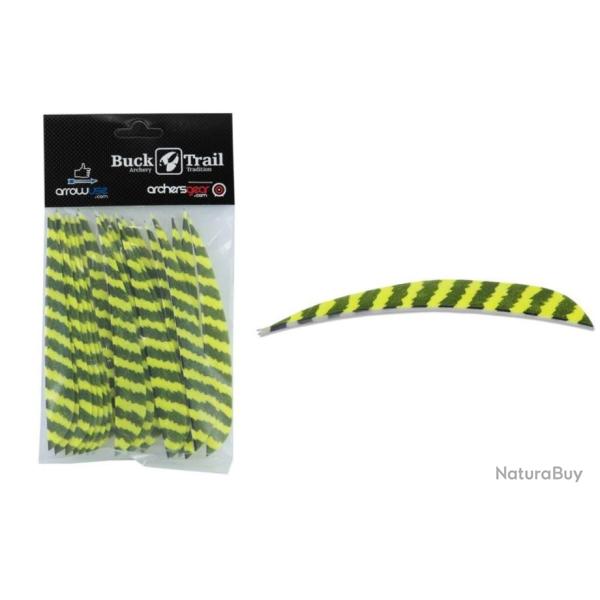 PLUME NATURELLE PARABOLIQUE 5" - RW DROITE - JAUNE FLUO Tigr� (par 6)