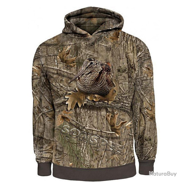 Pull sweat  capuche, motif bcasse, camo, taille de S  5XL.