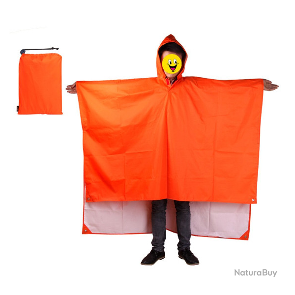 Poncho imperm�able, multifonction, orange uni.