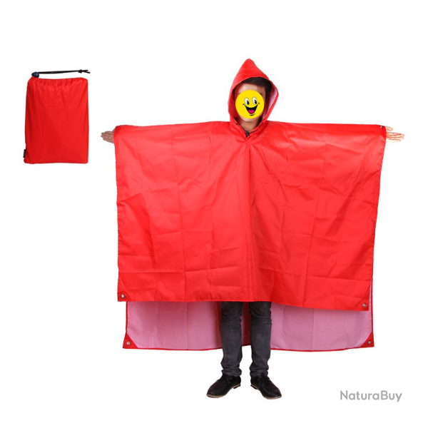 Poncho imperm�able, multifonction, rouge.