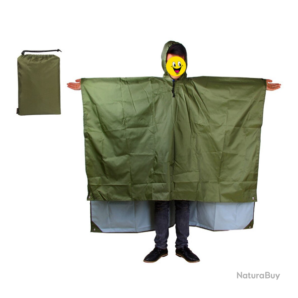 Poncho multifonction, kaki uni.