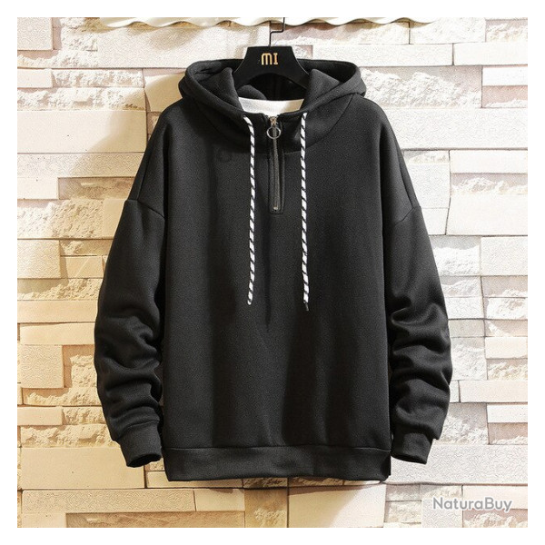 Pull sweat � capuche, noir, taille de XS � XXL.