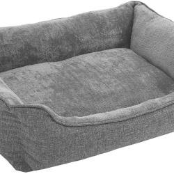 Panier lit pour chien peluche d&eacute;houssable 90 x 75 x 25 cm gris 12_0000790