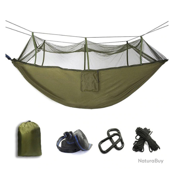 Hamac ultra-leger, avec moustiquaire, kaki.