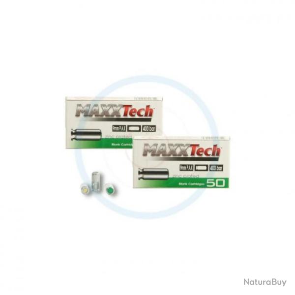 100 Balles 9mm � Blanc Maxxtech pour Pistolets
