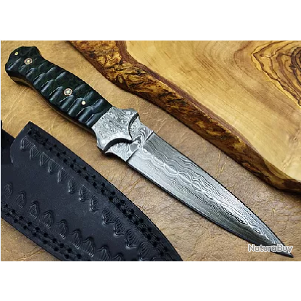 Belle dague de chasse Damas Bois de Micarta (2)