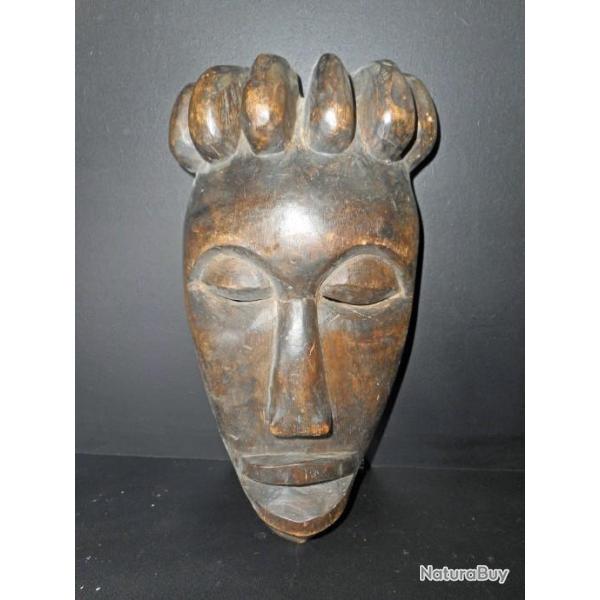 BEAU MASQUE AFRICAIN ETHNIE DAN, TOUT EN BOIS, POUR DECORATION