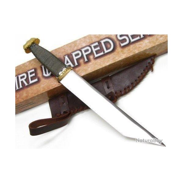 Beau Couteau avec Poigne gaine de fil d'argent et son Etui PA3340071