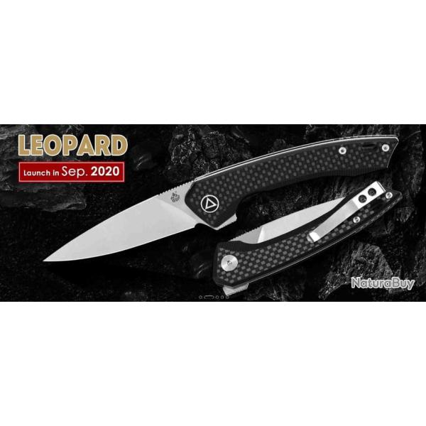 Couteau QSP Knife Leopard Black Lame Acier 14C28N Manche FC/G10 Ball Bearings QS135A