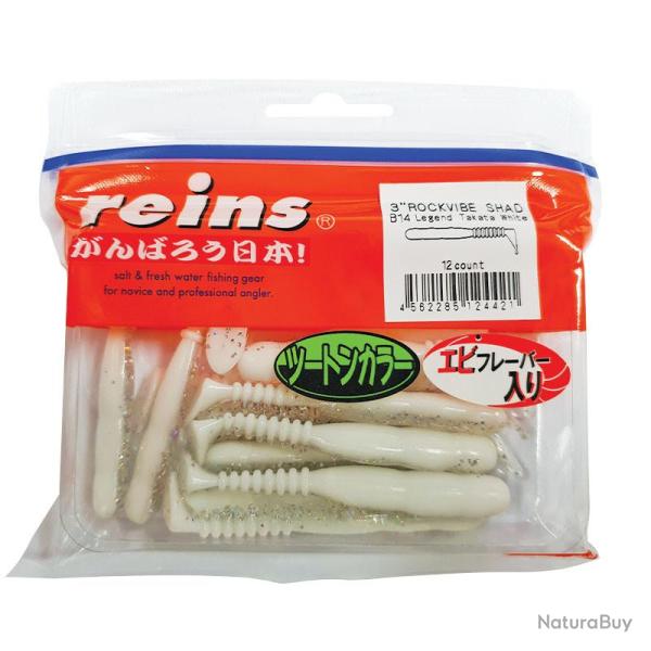 Leurre souple Reins Rockvibe Shad 3 pouces par 12 Legend White