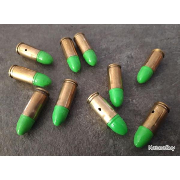 10 x Cartouches 9mm neutralis�es �tuis Laiton sp�cial ZOMBIES pour collection ou manipulation