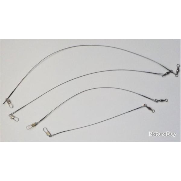 4 bas de ligne acier gain� noir 15 kg