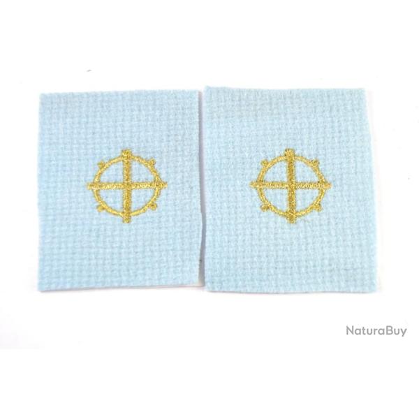 Copie insignes pattes de col Conductrice ambulanci�re Fran�aise WW2 reconstitution fond bleu clair