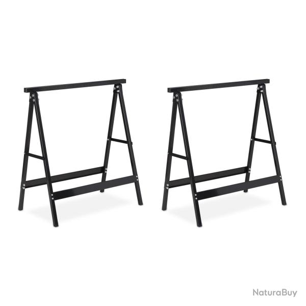 Lot de deux tr�teaux en acier 100 kg noir 13_0002897