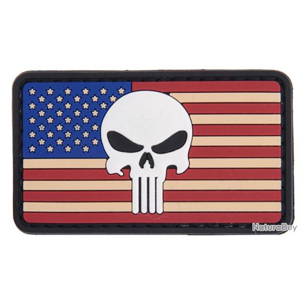 PATCH PVC DRAPEAU USA SKULL