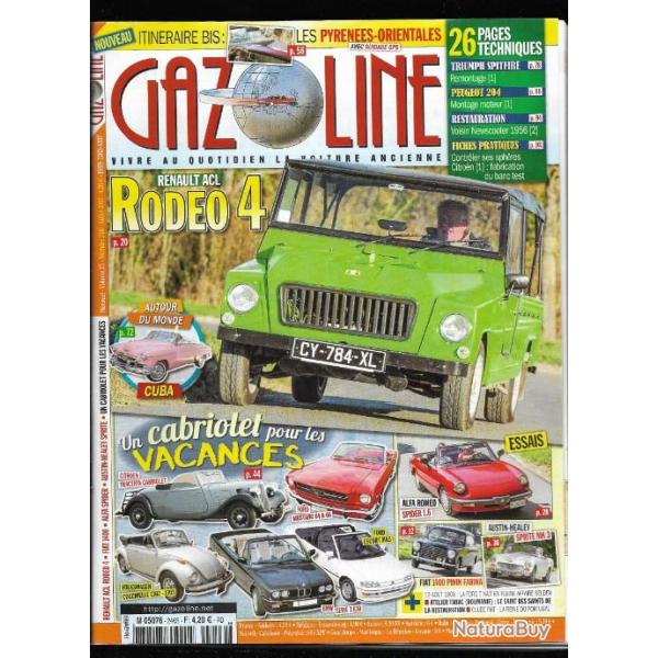 gazoline 246, renault acl rod�o 4 , alfa rom�o spider , traction cabriolet, austin healey,