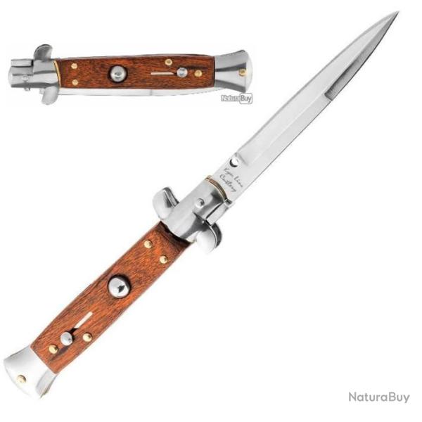 Couteau Automatique Bois sicilien Lame de 10 cm (appel� crant d'arr�t)